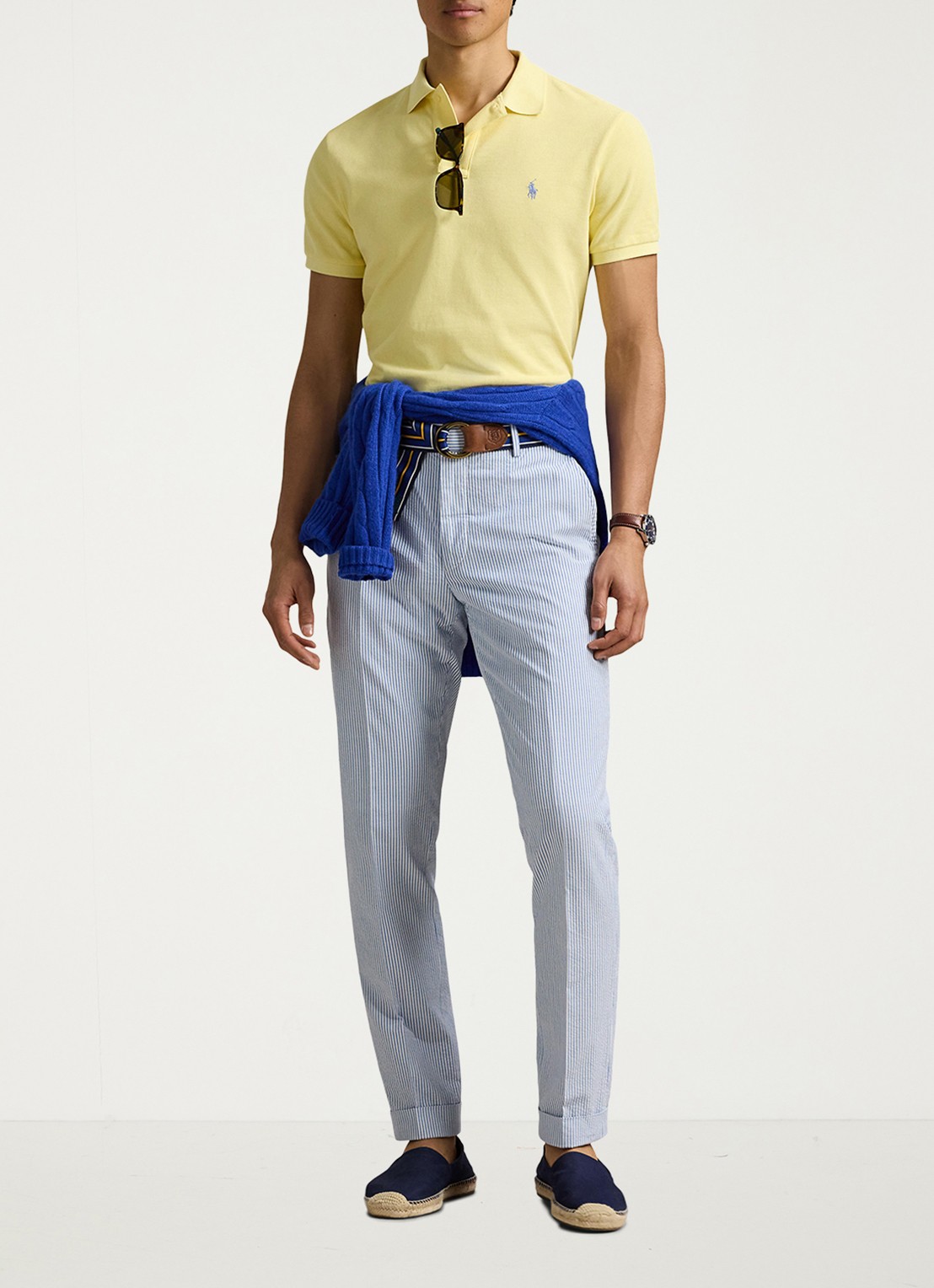 Ralph Lauren Custom slim fit polo van piqué katoen - voorkant 3 resort gold / geel