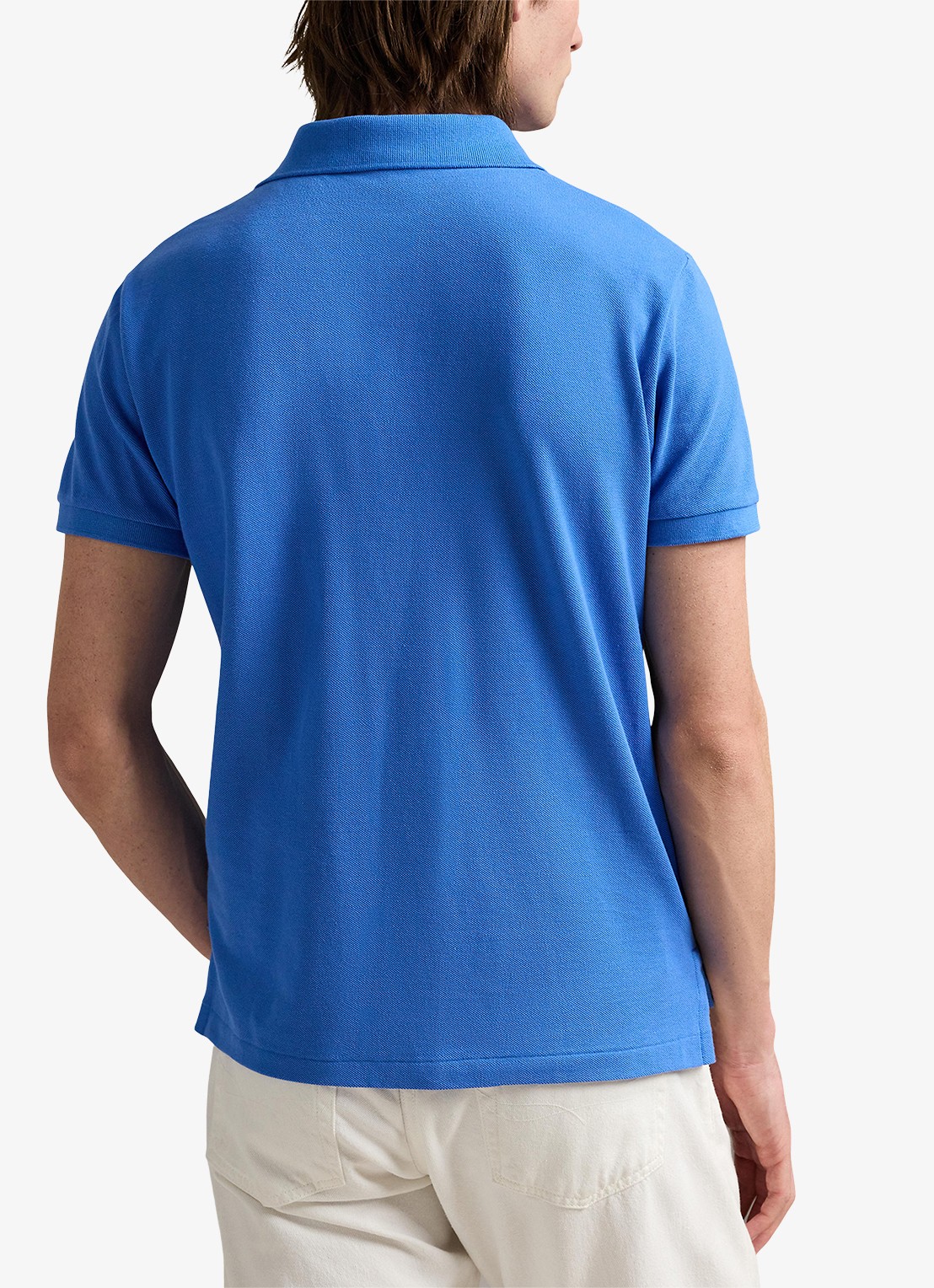 Ralph Lauren Custom slim fit polo van piqué katoen - achterkant 4 embayment blue / blauw