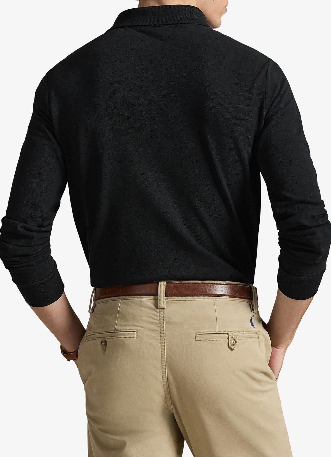 Ralph Lauren Custom slim fit polo van piqué katoen - achterkant 5 polo black / zwart