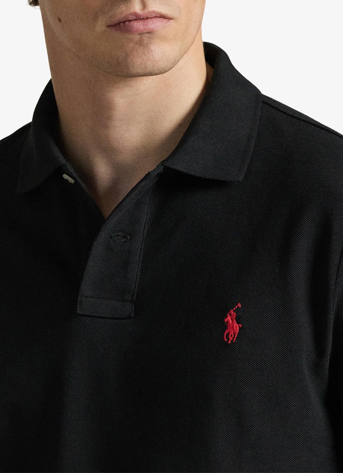 Ralph Lauren Custom slim fit polo van piqué katoen - detail 2 polo black / zwart