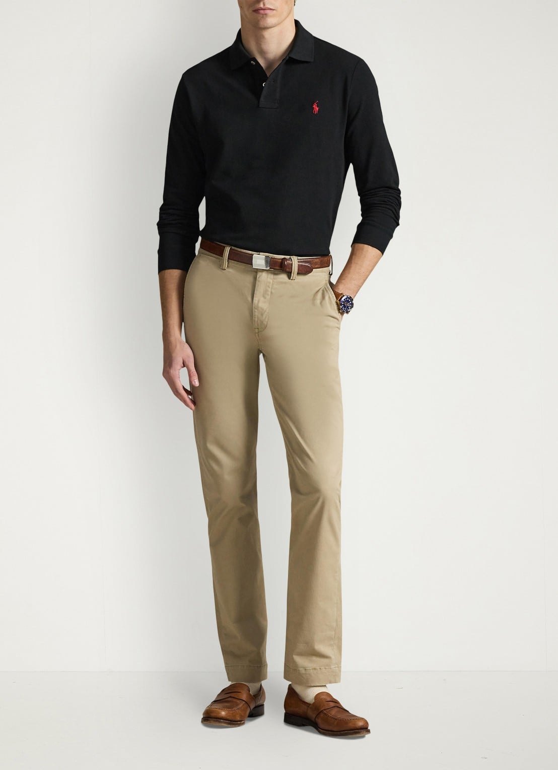 Ralph Lauren Custom slim fit polo van piqué katoen - voorkant 3 polo black / zwart