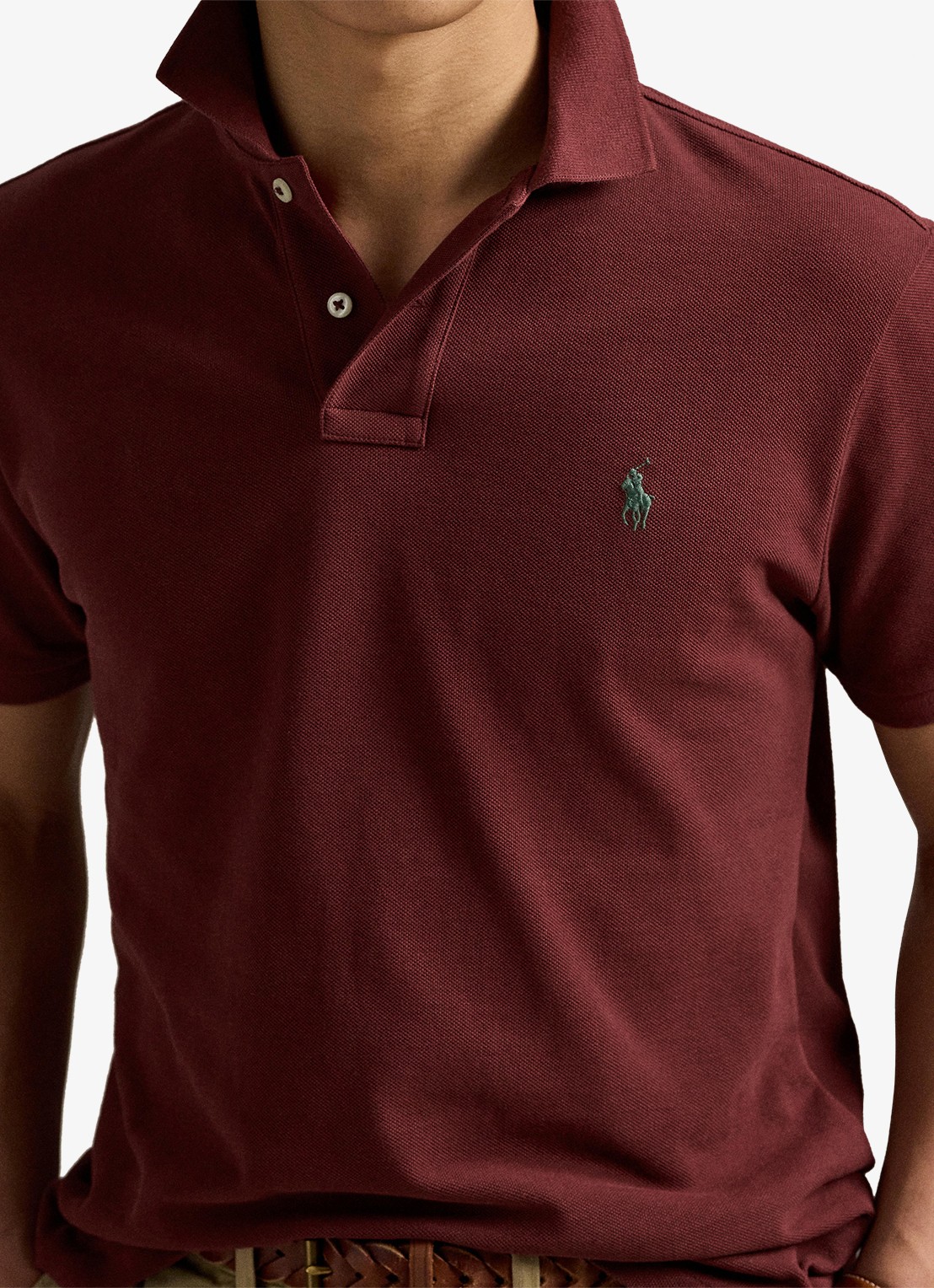 Ralph Lauren Custom slim fit polo van piqué katoen - detail 5 red wine / wijnrood