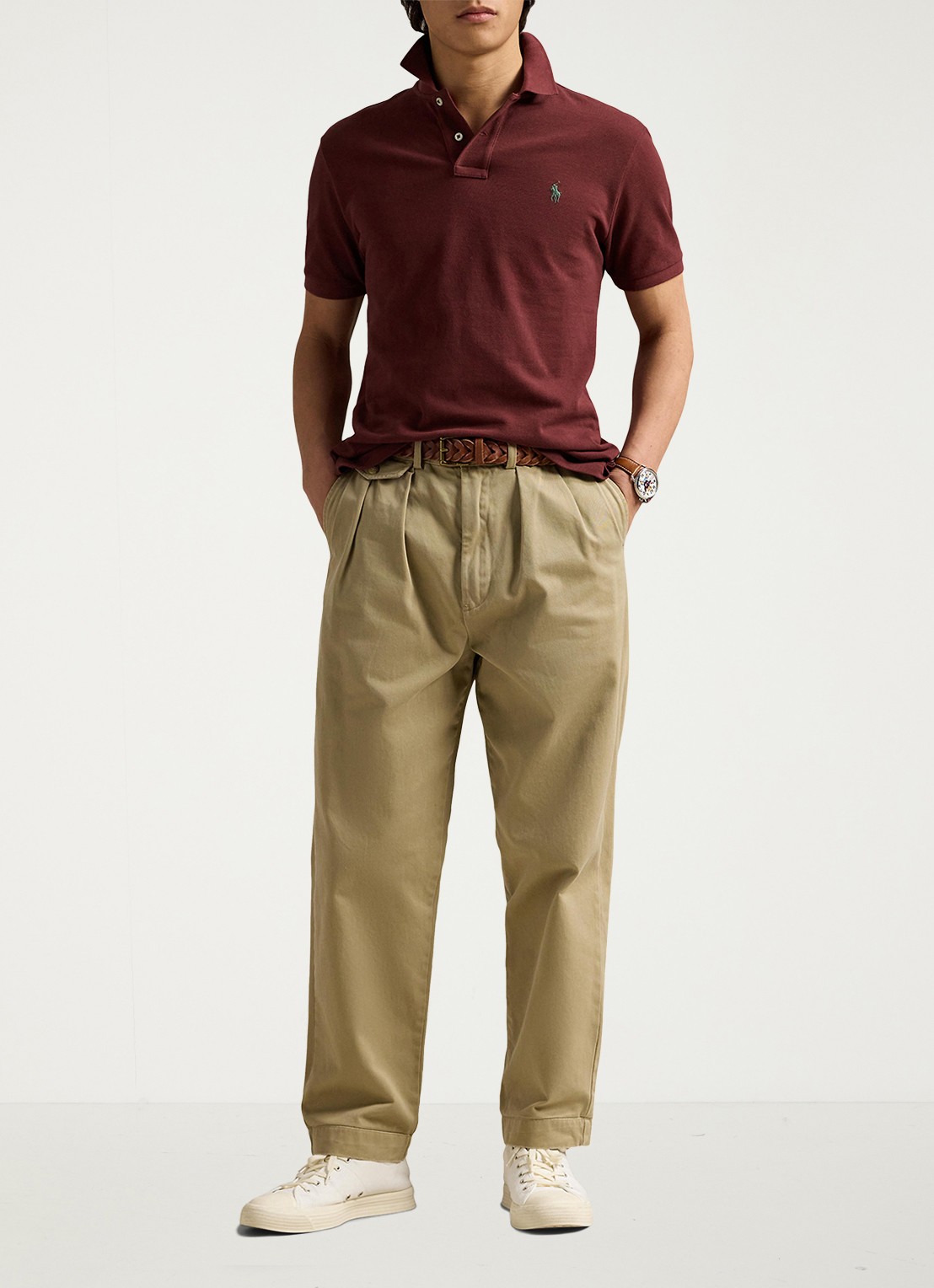 Ralph Lauren Custom slim fit polo van piqué katoen - voorkant 3 red wine / wijnrood