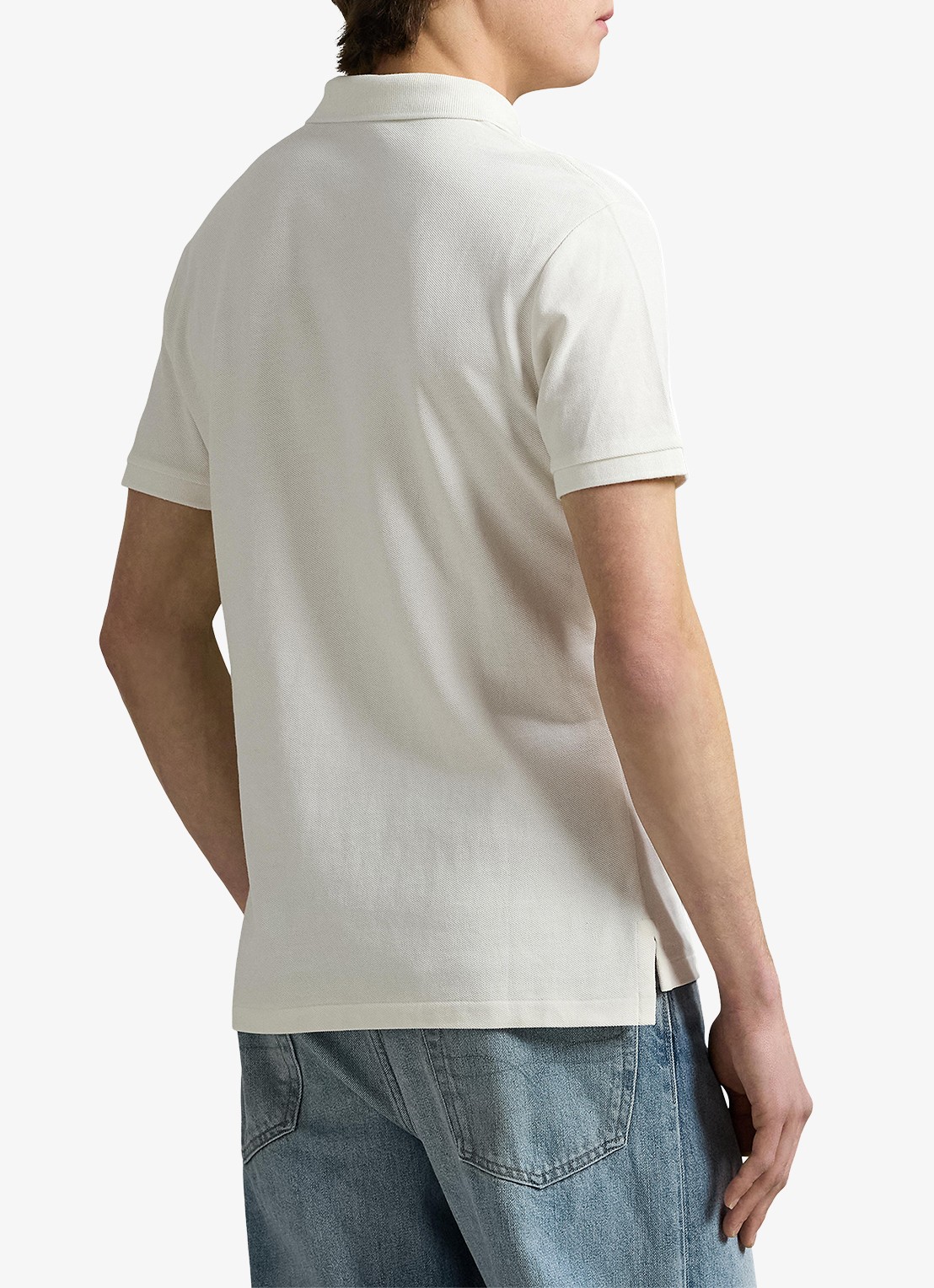 Ralph Lauren Custom slim fit polo van piqué katoen - achterkant 5 pale cream / creme