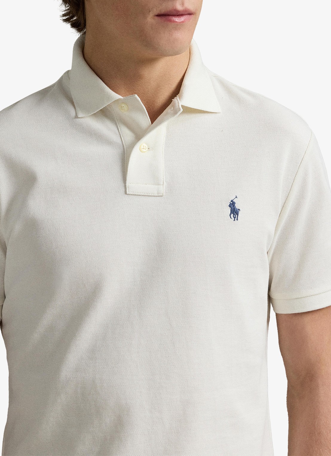 Ralph Lauren Custom slim fit polo van piqué katoen - detail 4 pale cream / creme