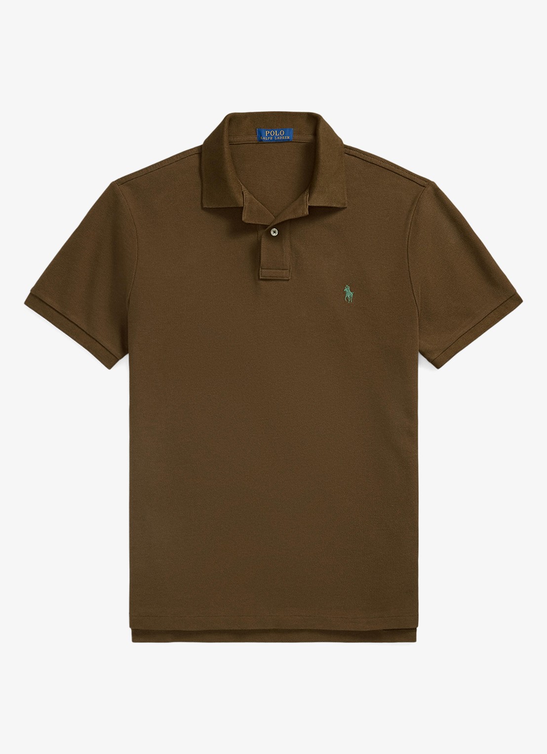 Ralph Lauren Custom slim fit polo van piqué katoen - voorkant 3 nature brown / bruin
