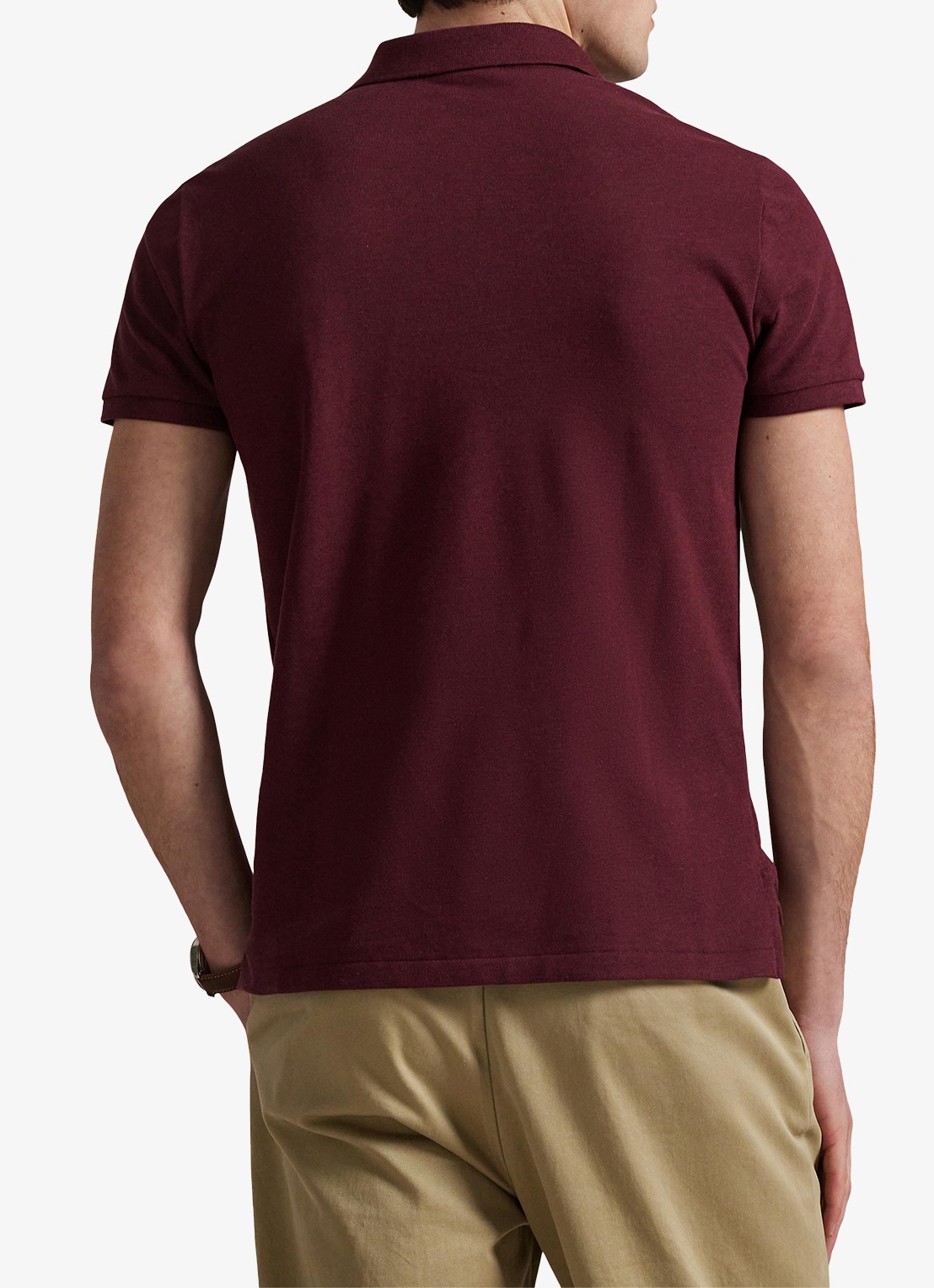 Ralph Lauren Custom slim fit polo van piqué katoen - achterkant 3 spring wine heather / wijnrood