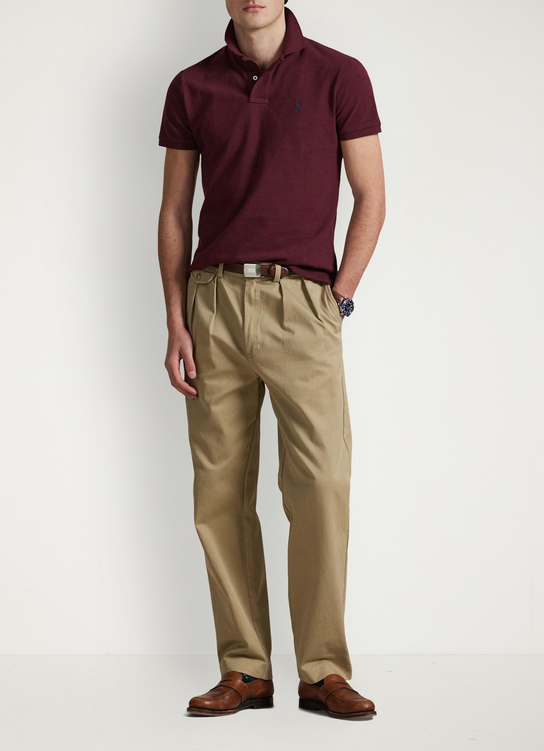 Ralph Lauren Custom slim fit polo van piqué katoen - voorkant 2 spring wine heather / wijnrood