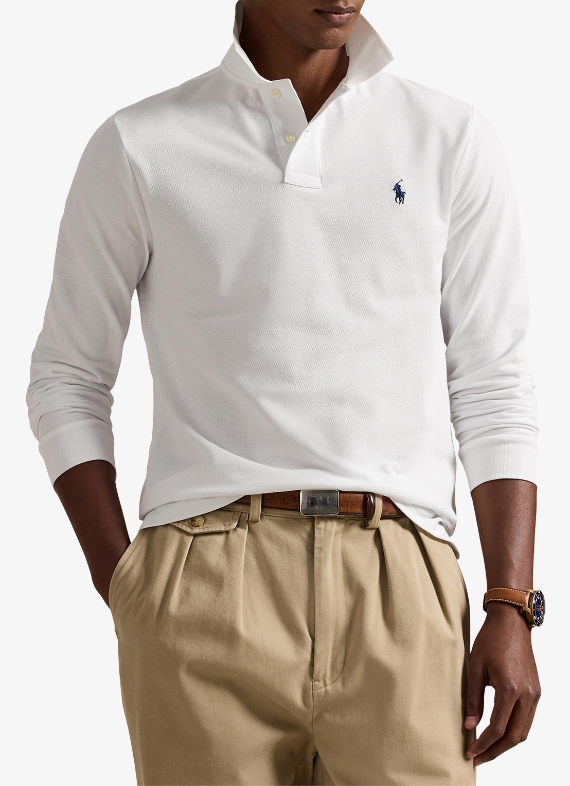 Ralph Lauren Custom slim fit polo van piqué katoen - detail 2 white / wit
