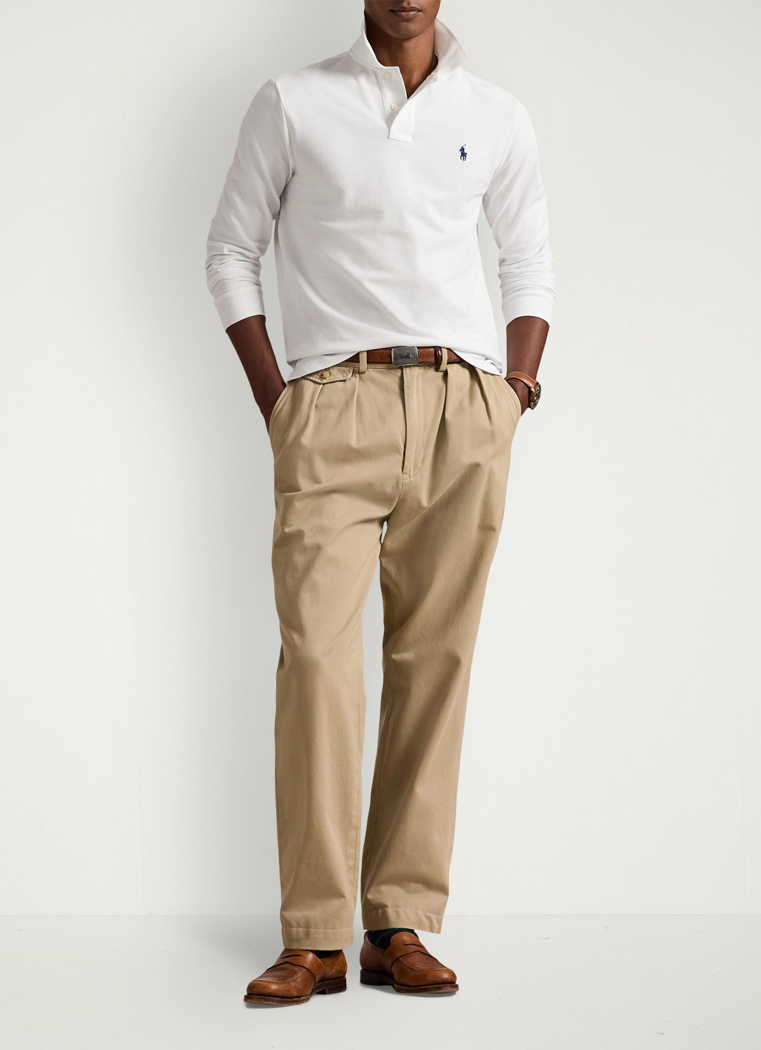 Ralph Lauren Custom slim fit polo van piqué katoen - voorkant 5 white / wit