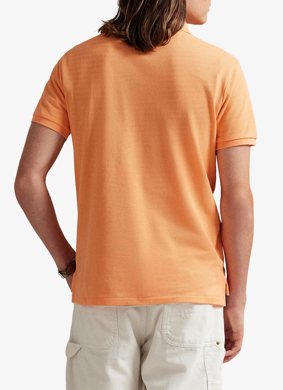 Ralph Lauren Custom slim fit polo van piqué katoen - achterkant 5 pompano orange / oranje