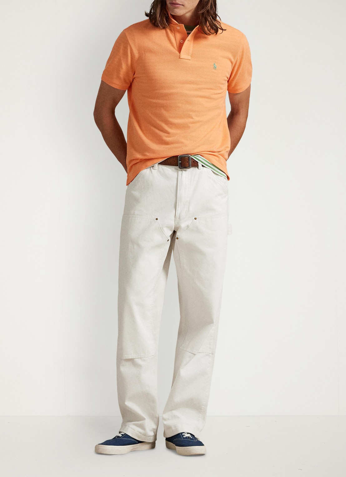 Ralph Lauren Custom slim fit polo van piqué katoen - detail pompano orange / oranje