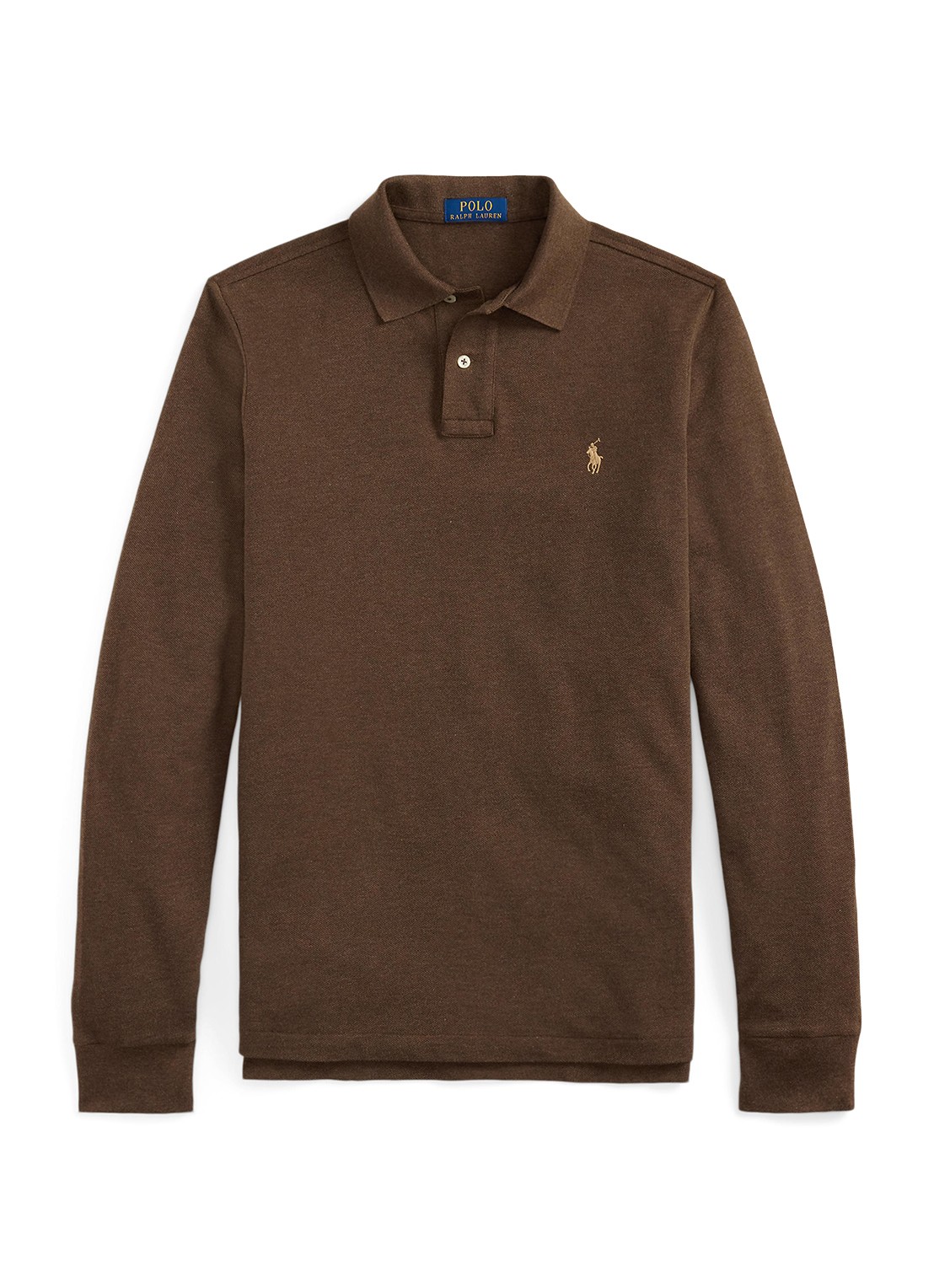 Ralph Lauren Custom slim fit polo van piqué katoen - voorkant 3 nutmeg brown heather/c8526-47x3
