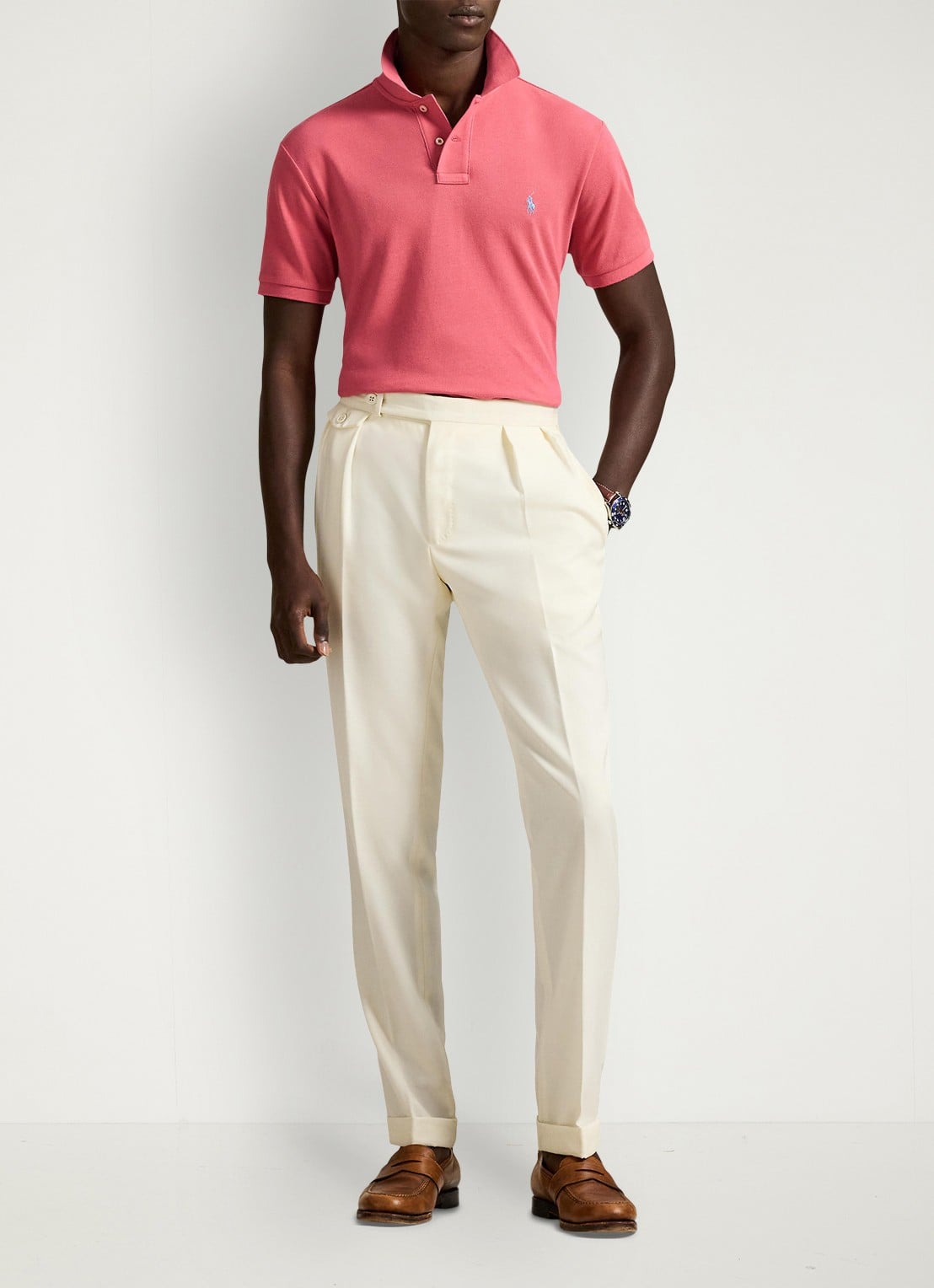 Ralph Lauren Custom slim fit polo van piqué katoen - voorkant 3 red sky - rood