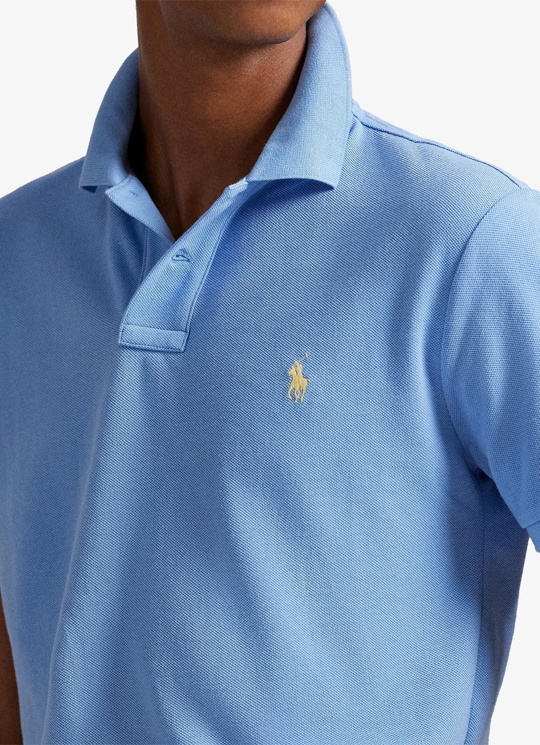 Ralph Lauren Custom slim fit polo van piqué katoen - detail 3 bristol blue - blauw