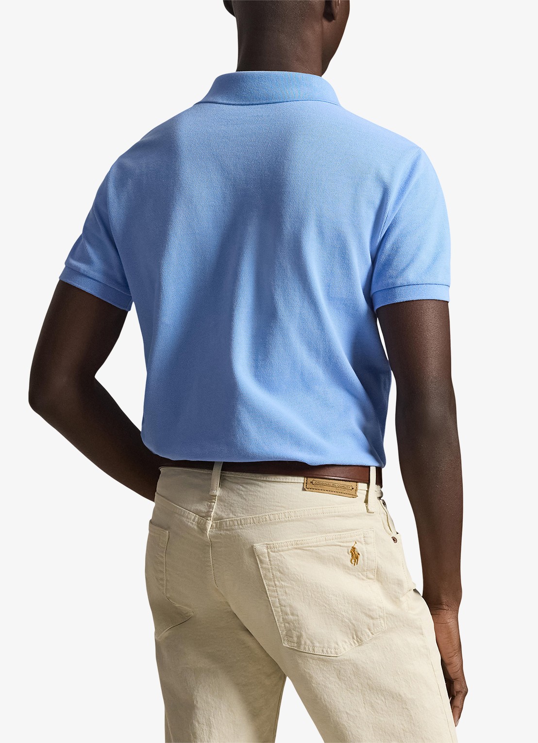 Ralph Lauren Custom slim fit polo van piqué katoen - achterkant 3 blue lagoon/c8125-zy9g