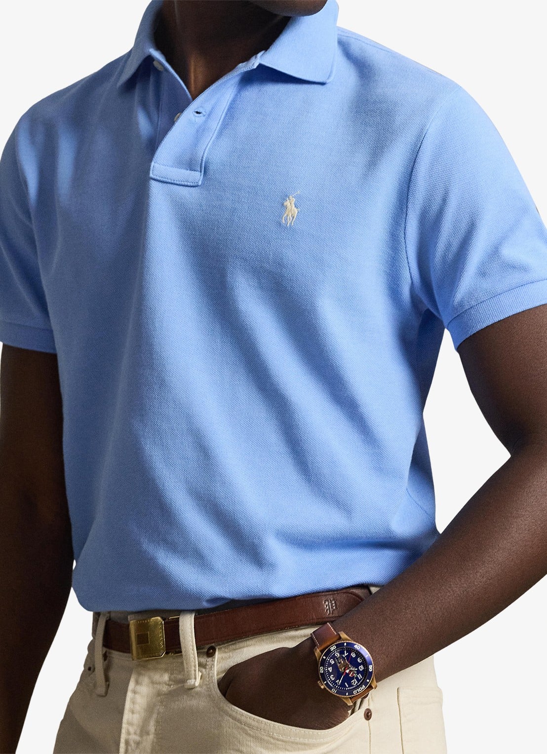 Ralph Lauren Custom slim fit polo van piqué katoen - detail 5 blue lagoon/c8125-zy9g