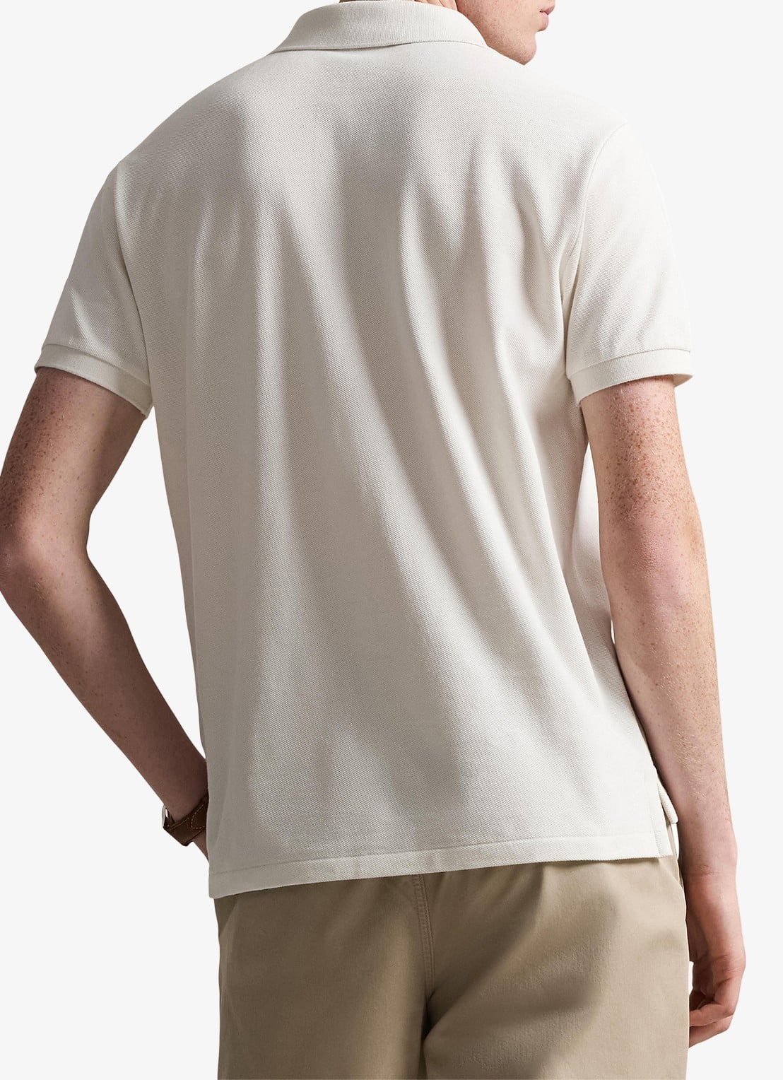 Ralph Lauren Custom slim fit polo van piqué katoen - achterkant 5 antique cream/c7114-zxw3