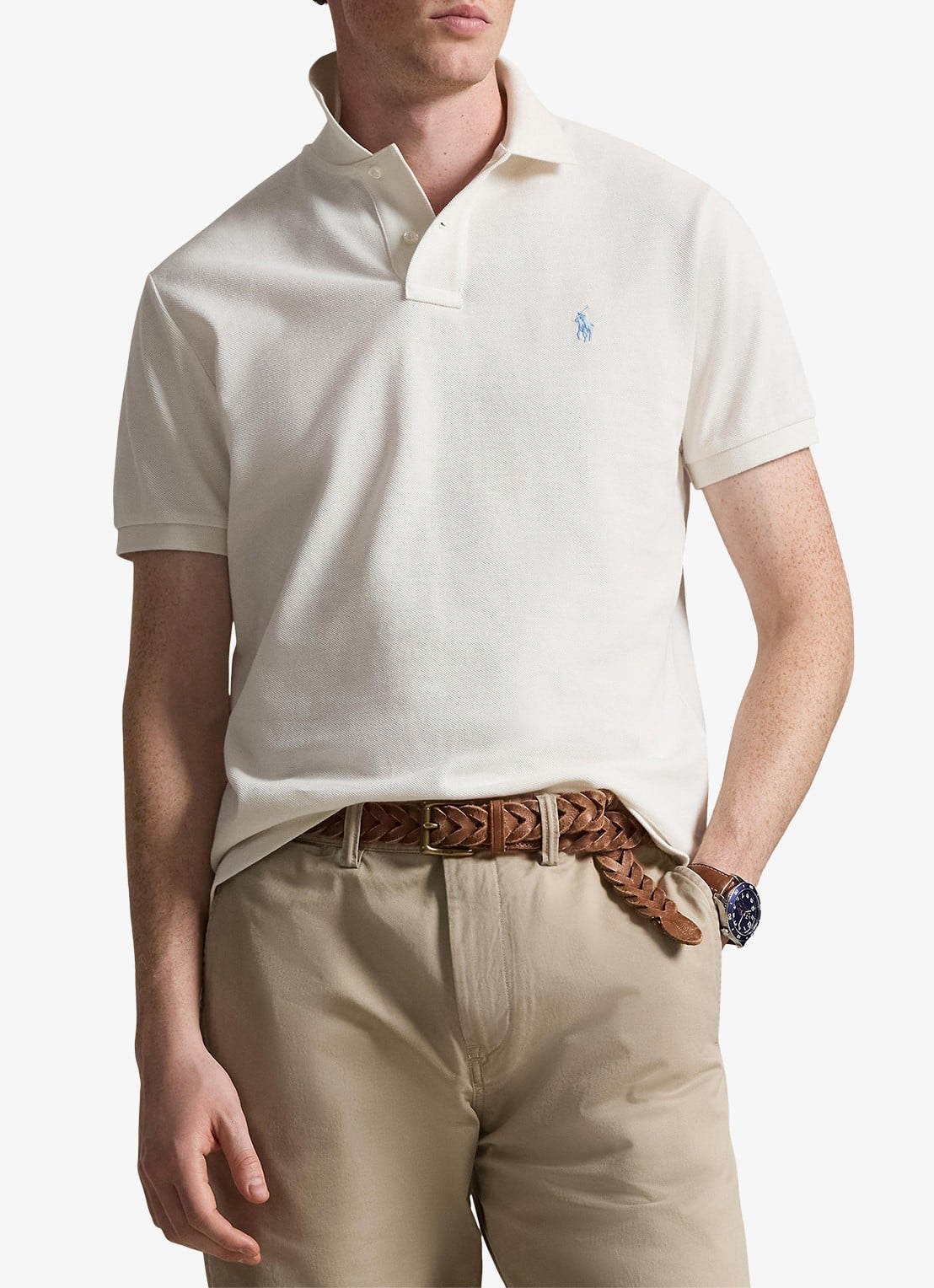 Ralph Lauren Custom slim fit polo van piqué katoen - detail 3 antique cream/c7114-zxw3