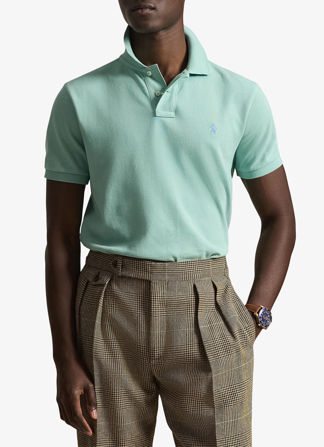 Ralph Lauren Custom slim fit polo van piqué katoen - detail 4 celadon/c7109-zyv9