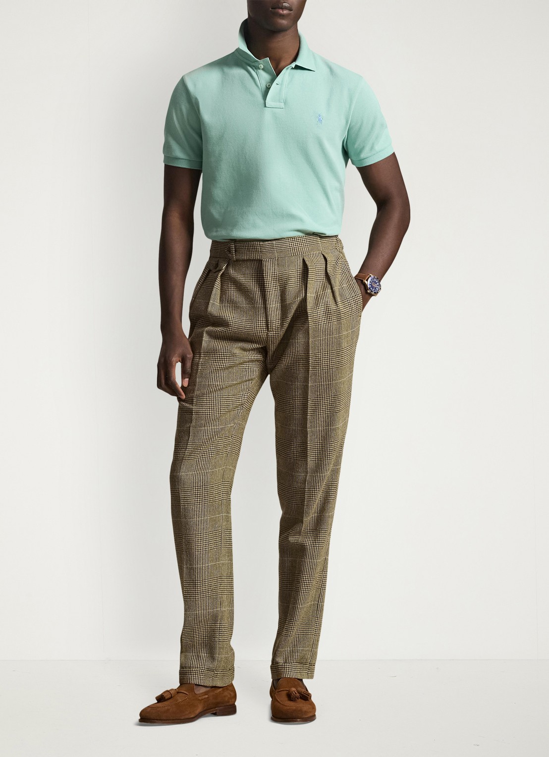 Ralph Lauren Custom slim fit polo van piqué katoen - voorkant 3 celadon/c7109-zyv9