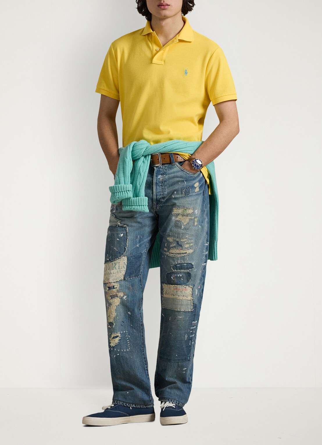 Ralph Lauren Custom slim fit polo van piqué katoen - voorkant 2 sunfish yellow/c7109-zxvx