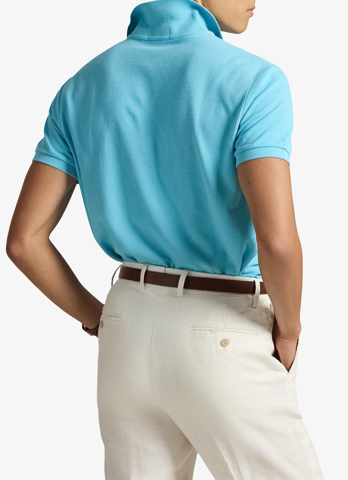 Ralph Lauren Custom slim fit polo van piqué katoen - achterkant 3 perfect turquoise/c2240-zyv8