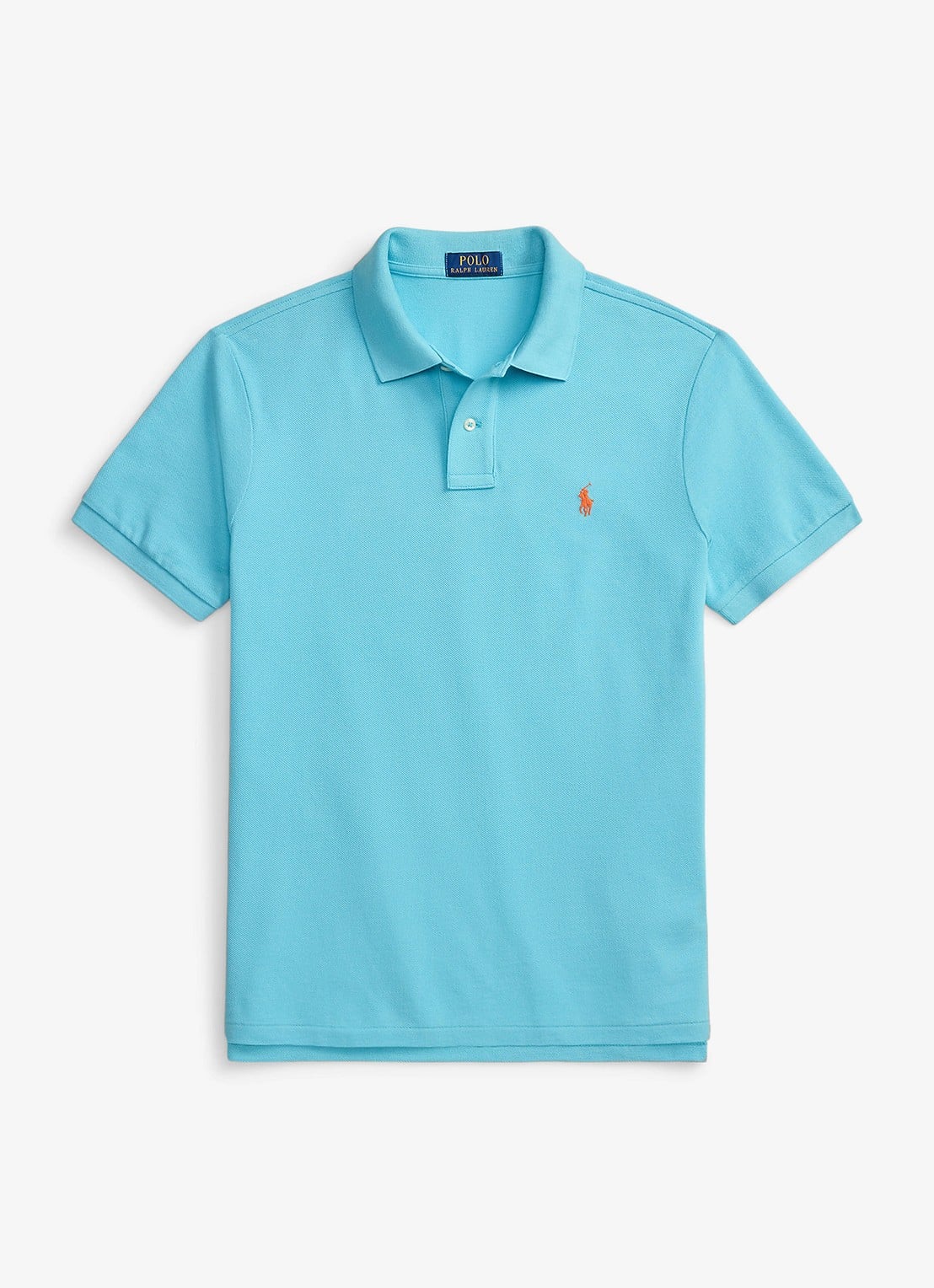 Ralph Lauren Custom slim fit polo van piqué katoen - voorkant perfect turquoise/c2240-zyv8