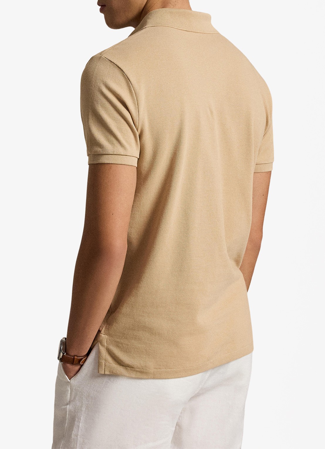 Ralph Lauren Custom slim fit polo van piqué katoen - achterkant 3 vintage khaki / khaki