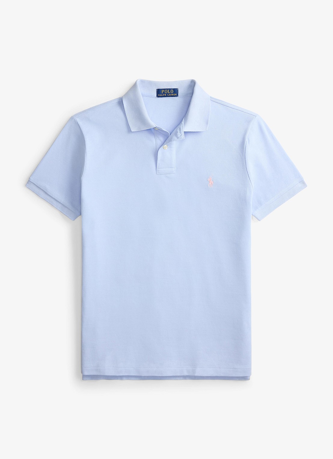 Ralph Lauren Custom slim fit polo van piqué katoen - voorkant 2 pebble blue / blauw