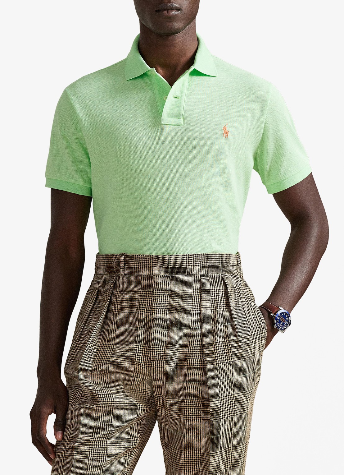Ralph Lauren Custom slim fit polo van piqué katoen - voorkant 4 cruise lime/c2113-zyva