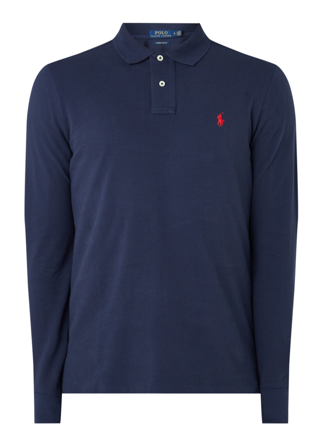 Ralph Lauren Custom slim fit polo van piqué katoen - voorkant 4 newport navy / donkerblauw