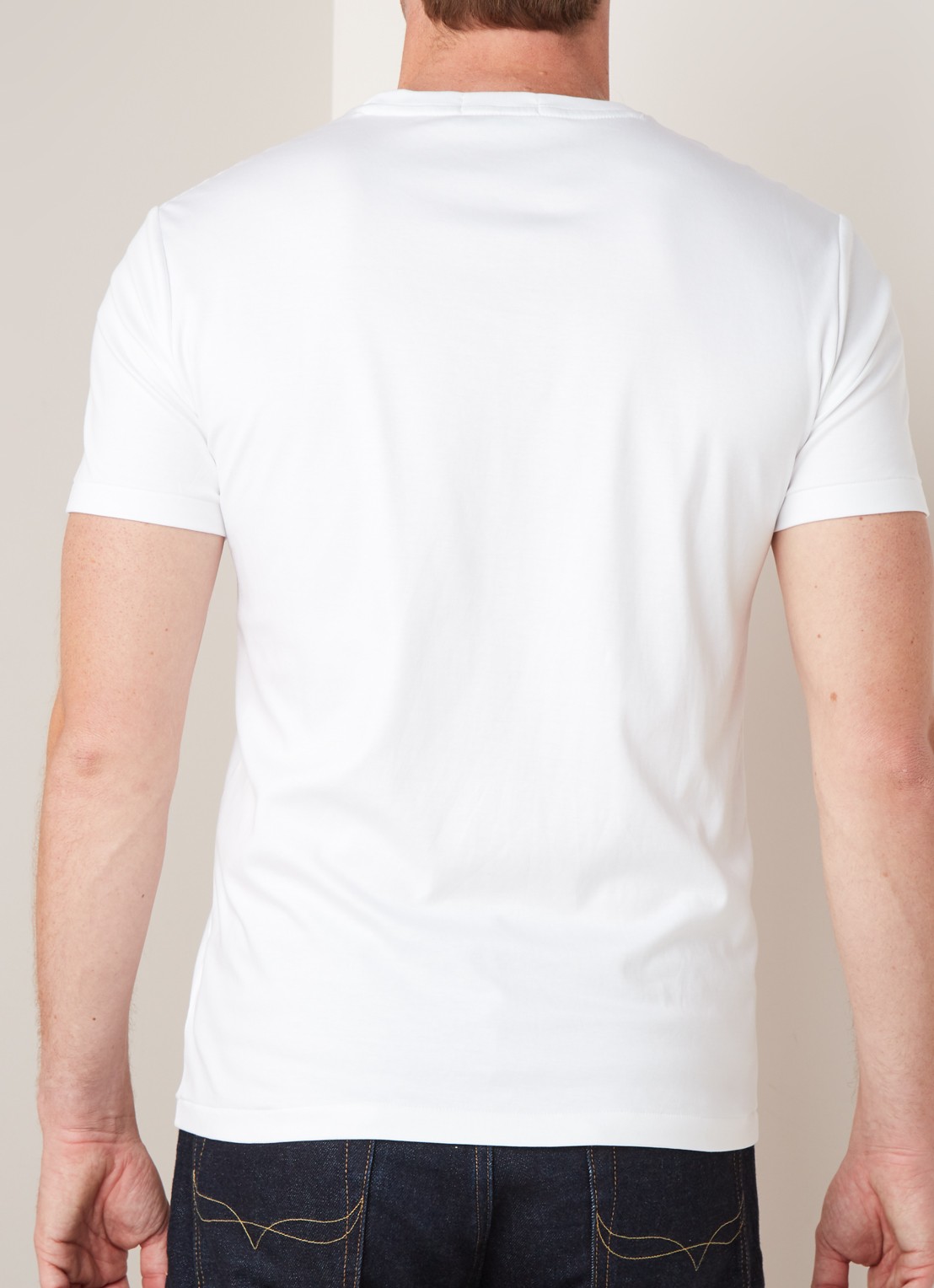 Ralph Lauren Custom slim fit T-shirt met ronde hals  - achterkant 4 white