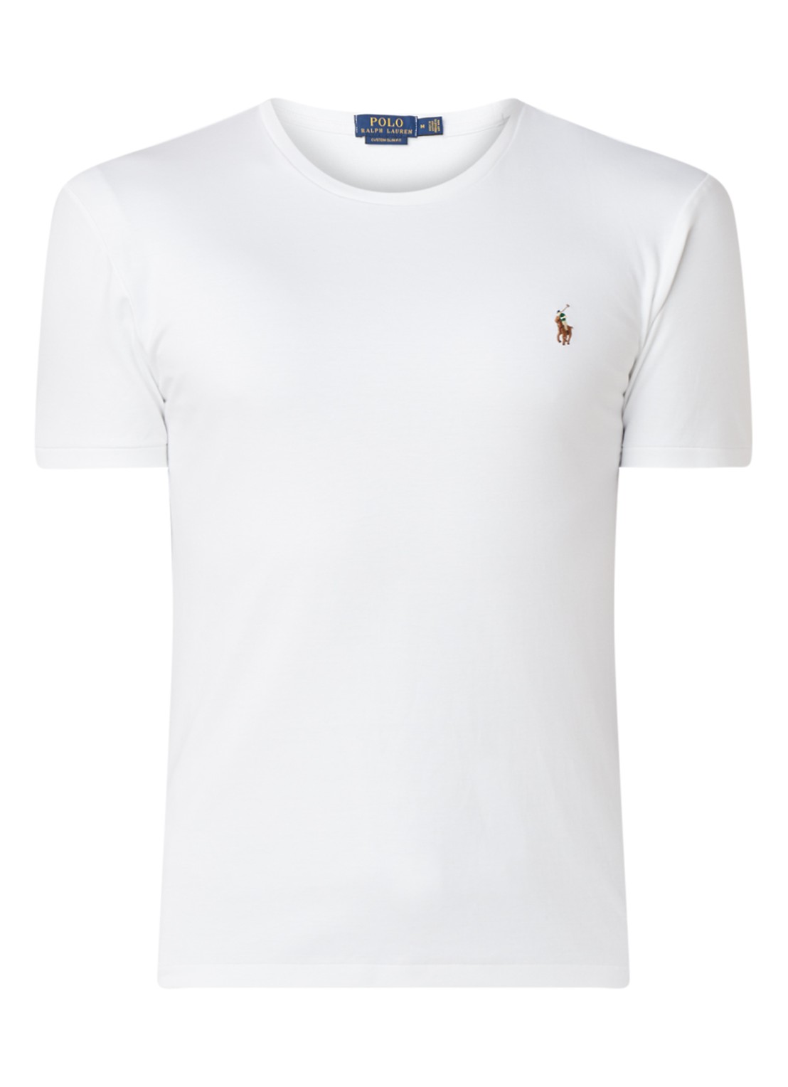 Ralph Lauren Custom slim fit T-shirt met ronde hals  - voorkant 2 white