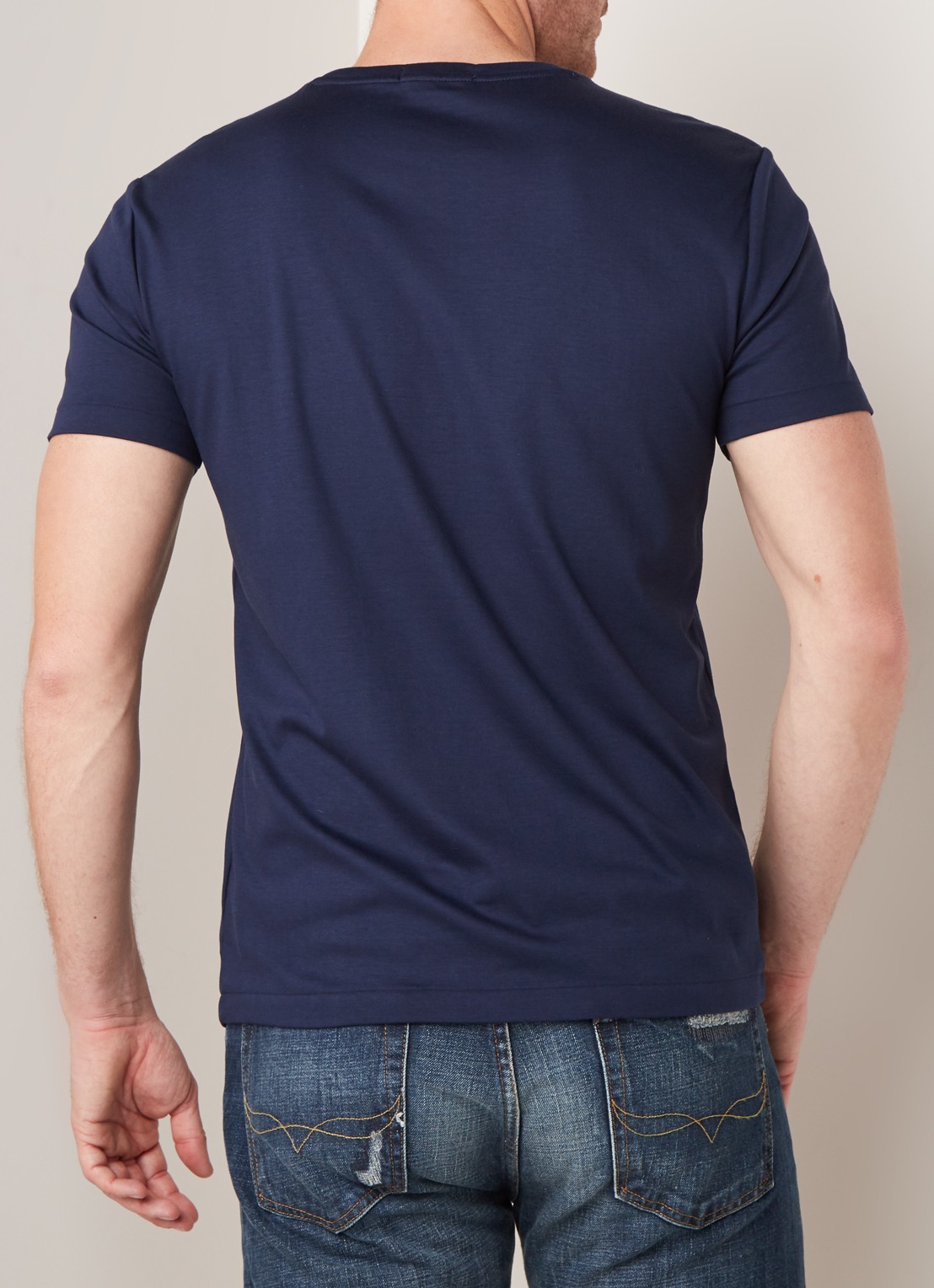 Ralph Lauren Custom slim fit T-shirt met ronde hals  - achterkant rfd nvy
