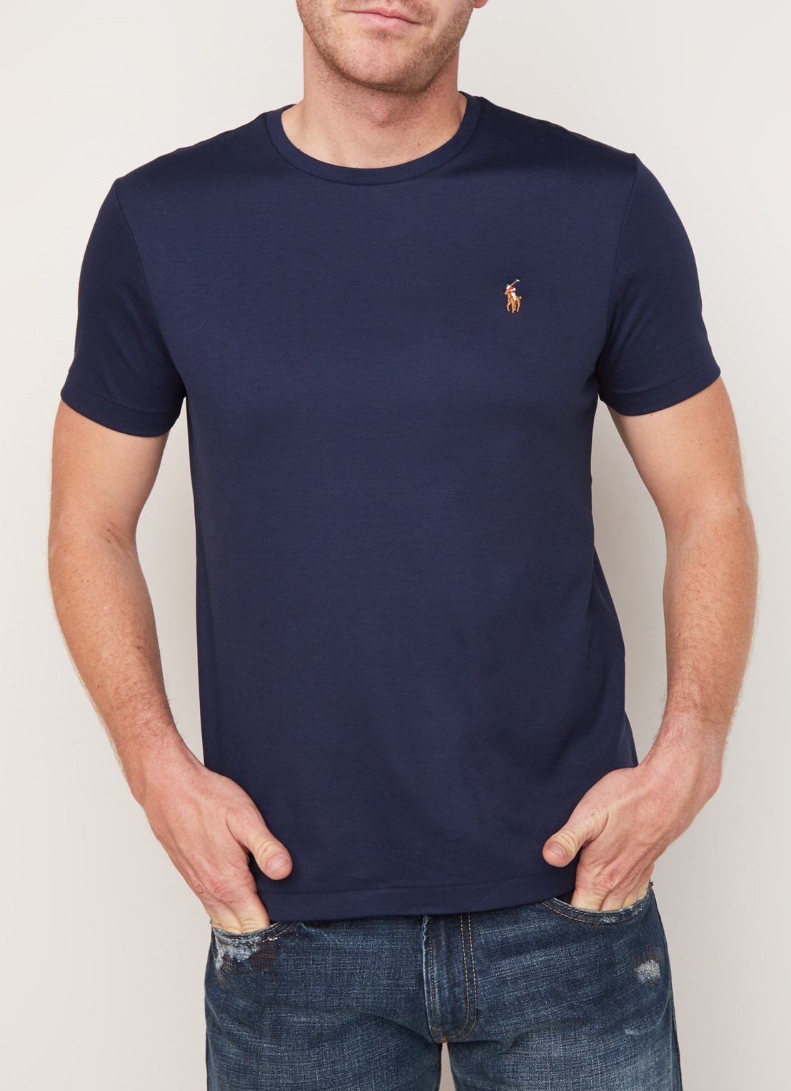 Ralph Lauren Custom slim fit T-shirt met ronde hals  - detail 6 rfd nvy