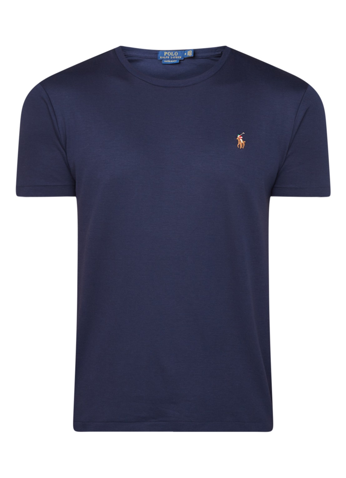 Ralph Lauren Custom slim fit T-shirt met ronde hals  - voorkant 3 rfd nvy