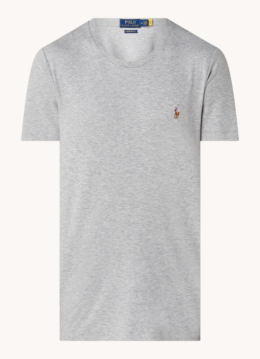Ralph Lauren Custom slim fit T-shirt met ronde hals  - voorkant andover heather