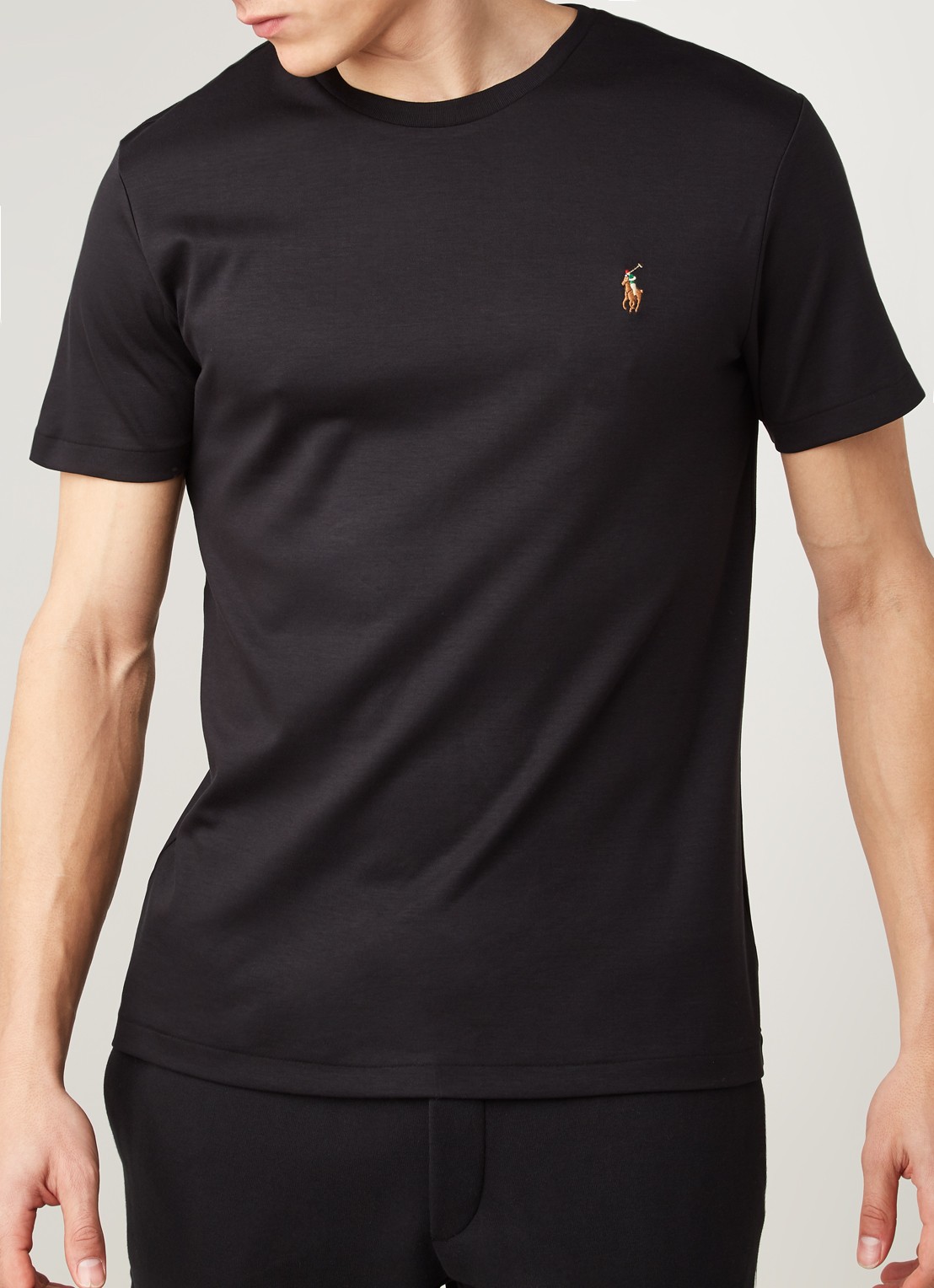 Ralph Lauren Custom slim fit T-shirt met ronde hals  - detail 2 polo black