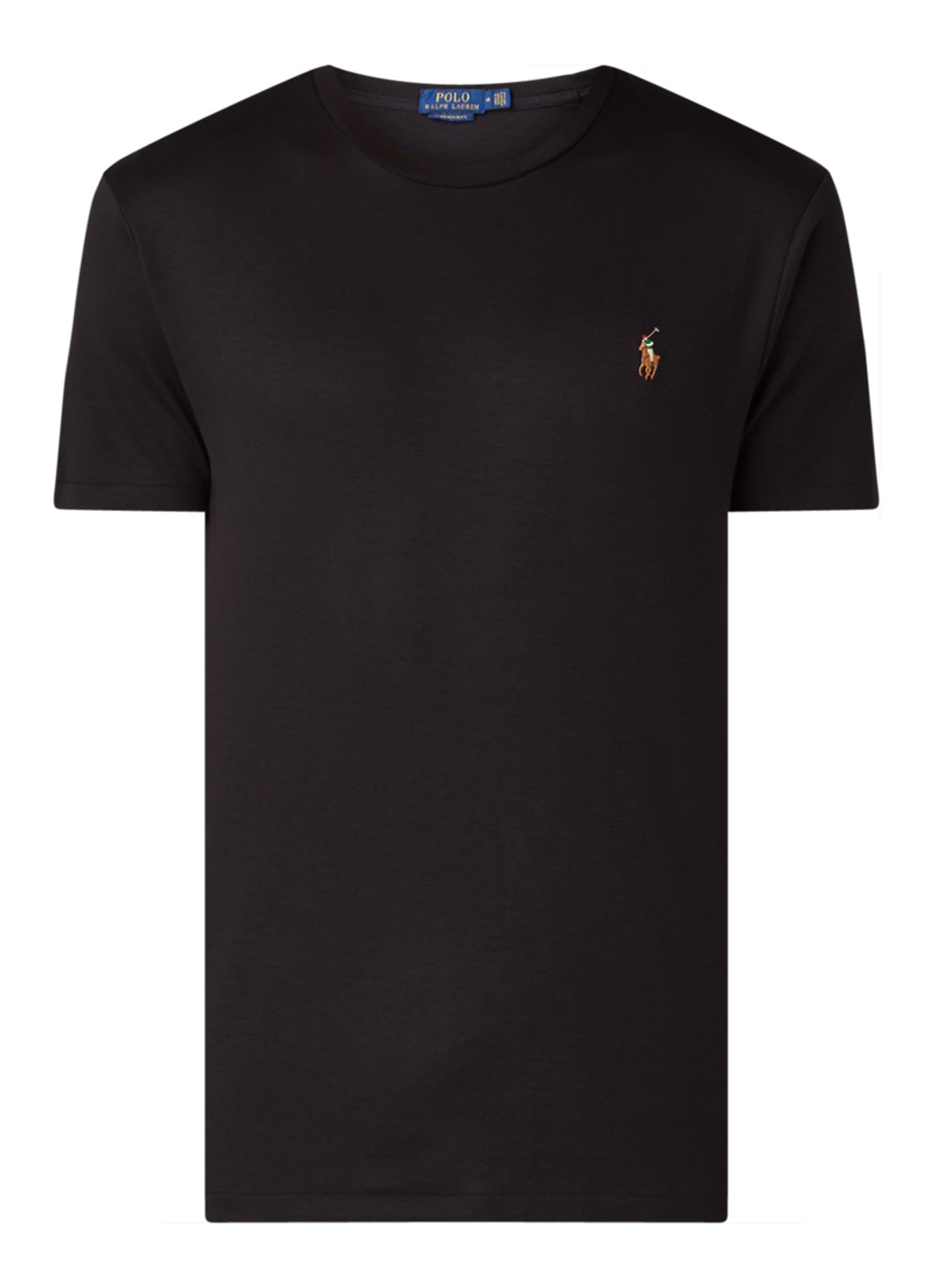 Ralph Lauren Custom slim fit T-shirt met ronde hals  - voorkant 3 polo black