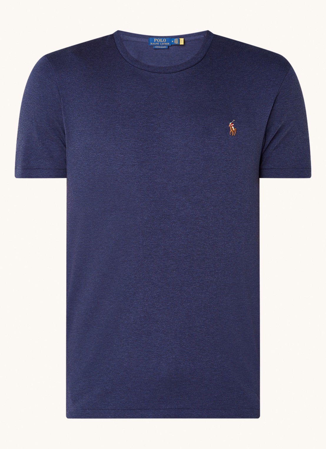 Ralph Lauren Custom slim fit T-shirt met ronde hals  - voorkant 5 rfd nvy