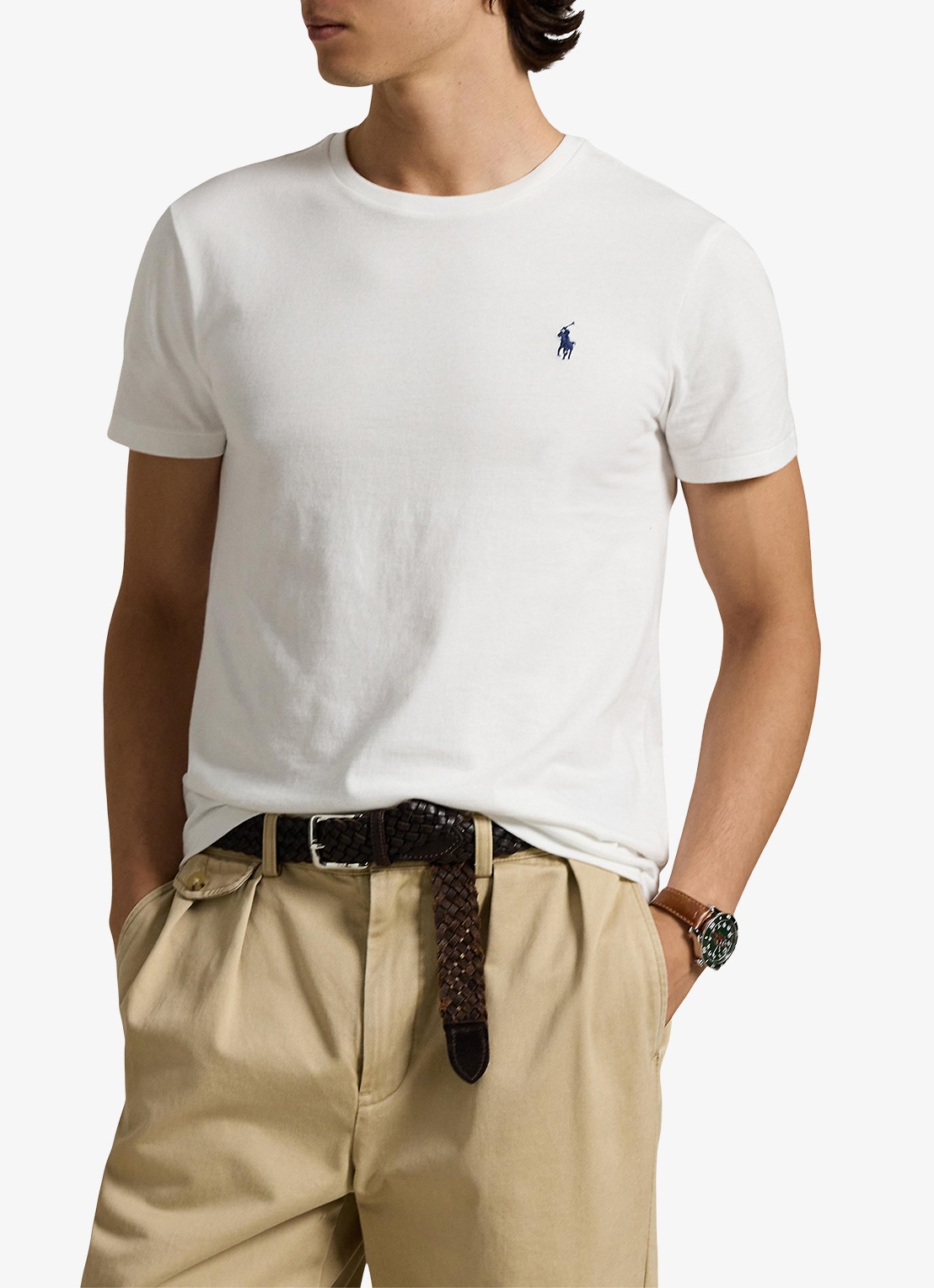Ralph Lauren Custom slim T-shirt met ronde hals - detail 3 white / wit