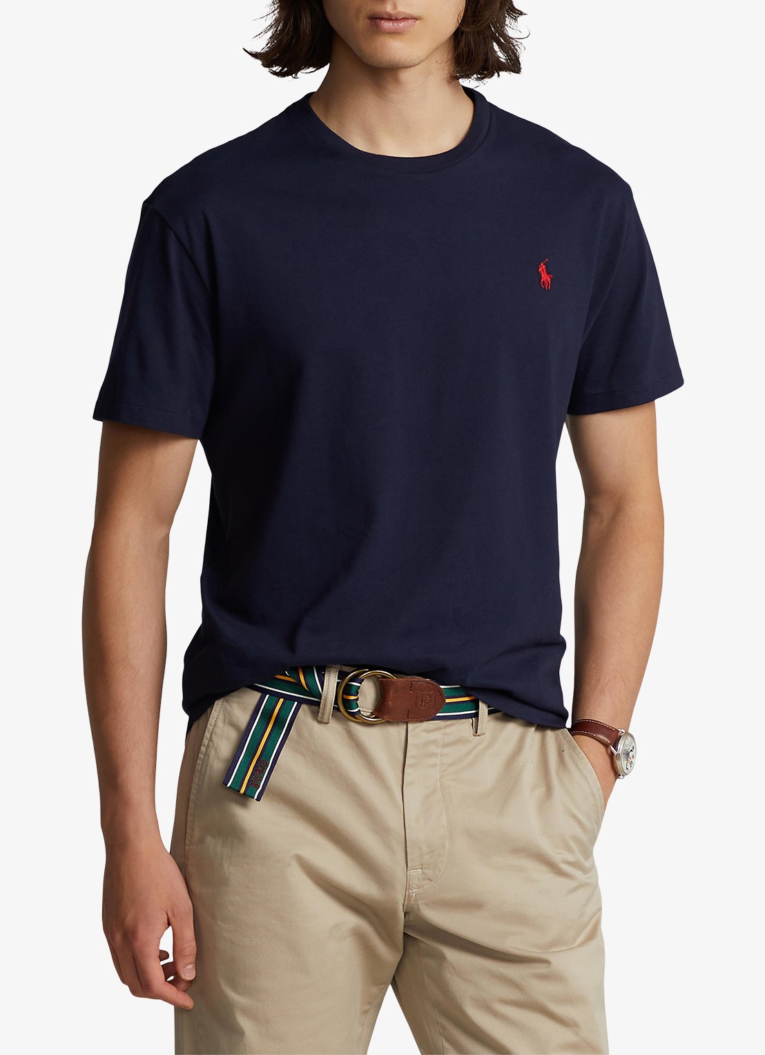 Ralph Lauren Custom slim T-shirt met ronde hals - detail 4 ink / blauw