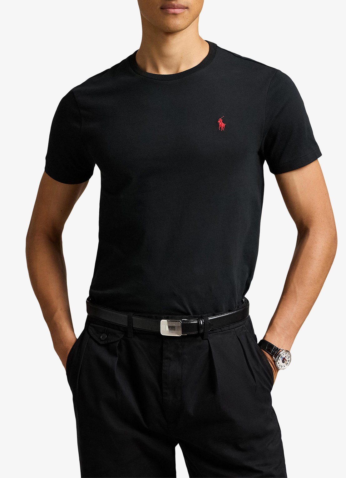 Ralph Lauren Custom slim T-shirt met ronde hals - detail 3 rl black / zwart