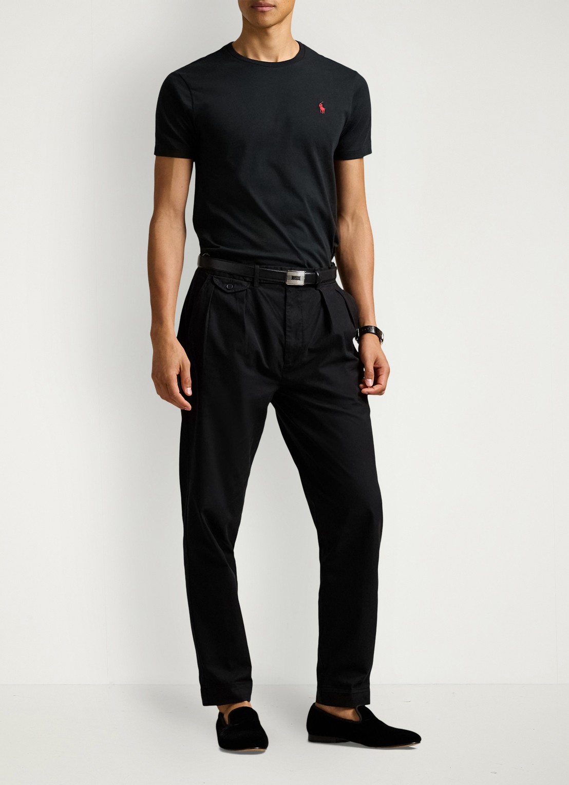 Ralph Lauren Custom slim T-shirt met ronde hals - voorkant 2 rl black / zwart