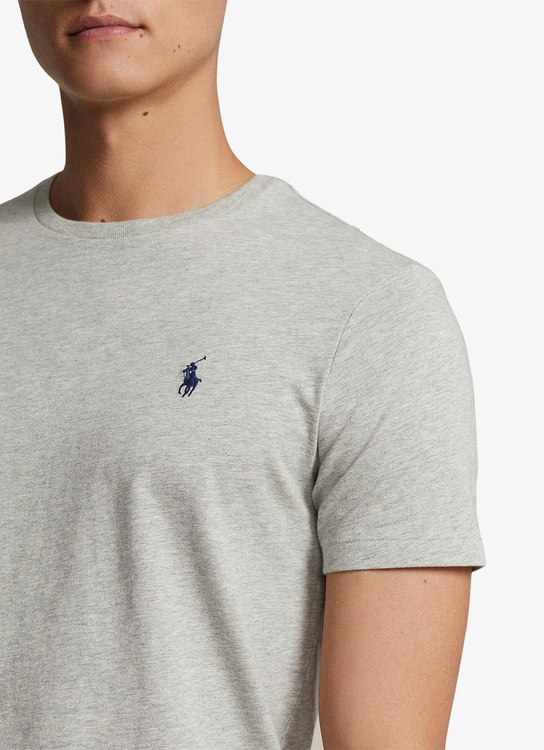 Ralph Lauren Custom slim T-shirt met ronde hals - detail 4 new grey heather / grijs