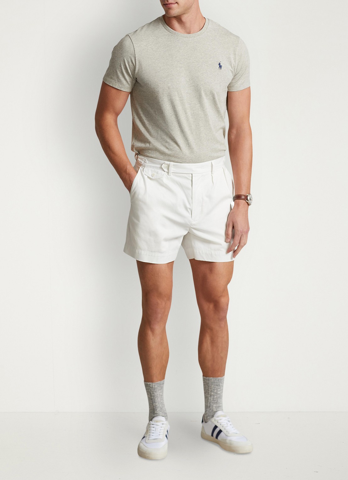 Ralph Lauren Custom slim T-shirt met ronde hals - voorkant 2 new grey heather / grijs