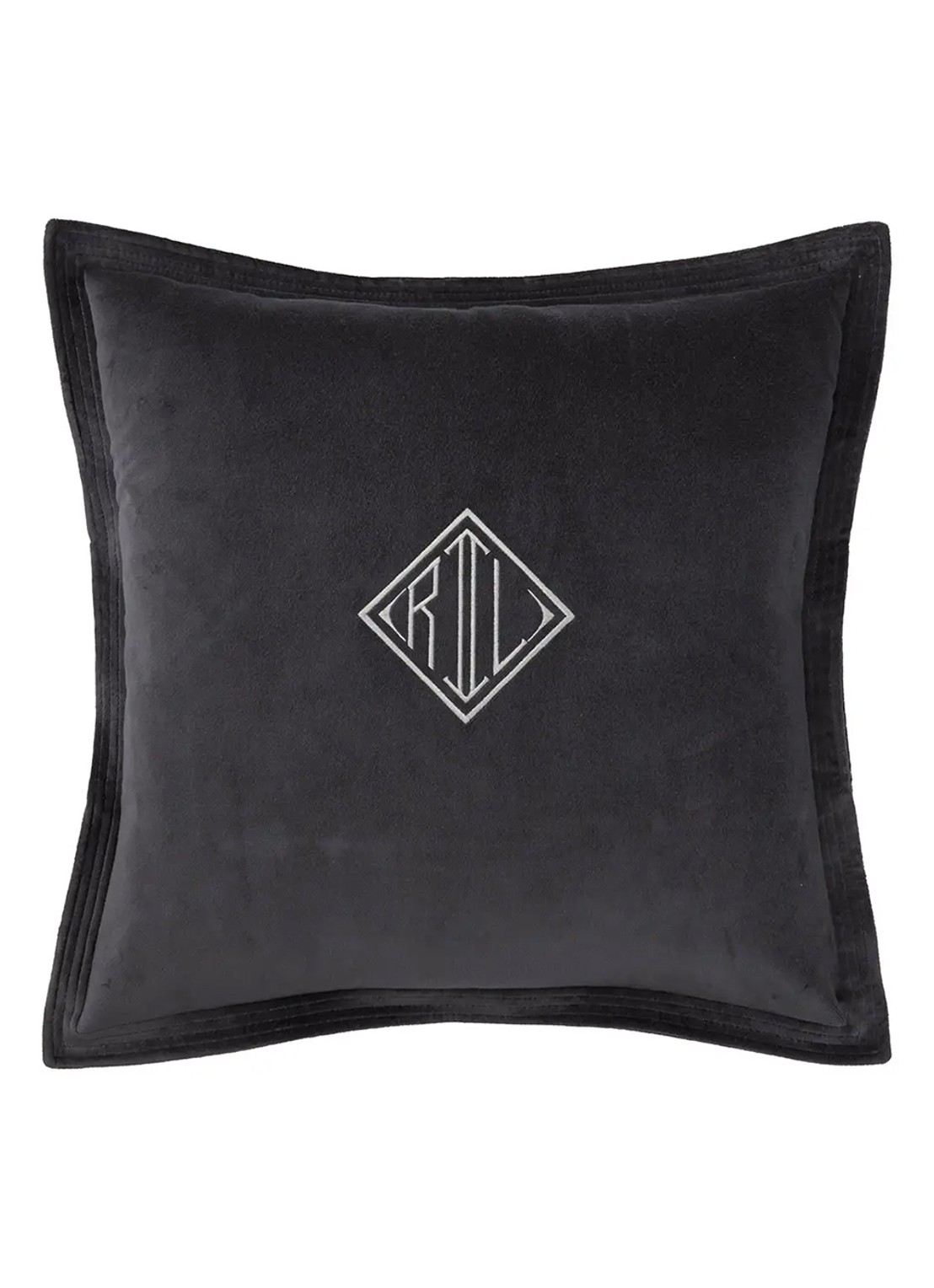 Ralph Lauren Cvelvet sierkussenhoes 50 x 50 cm - voorkant 2 antraciet
