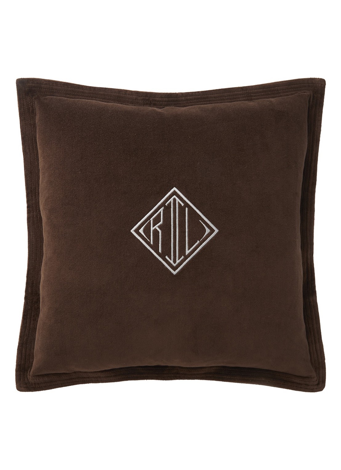 Ralph Lauren Cvelvet sierkussenhoes 50 x 50 cm - voorkant 2 donkerbruin