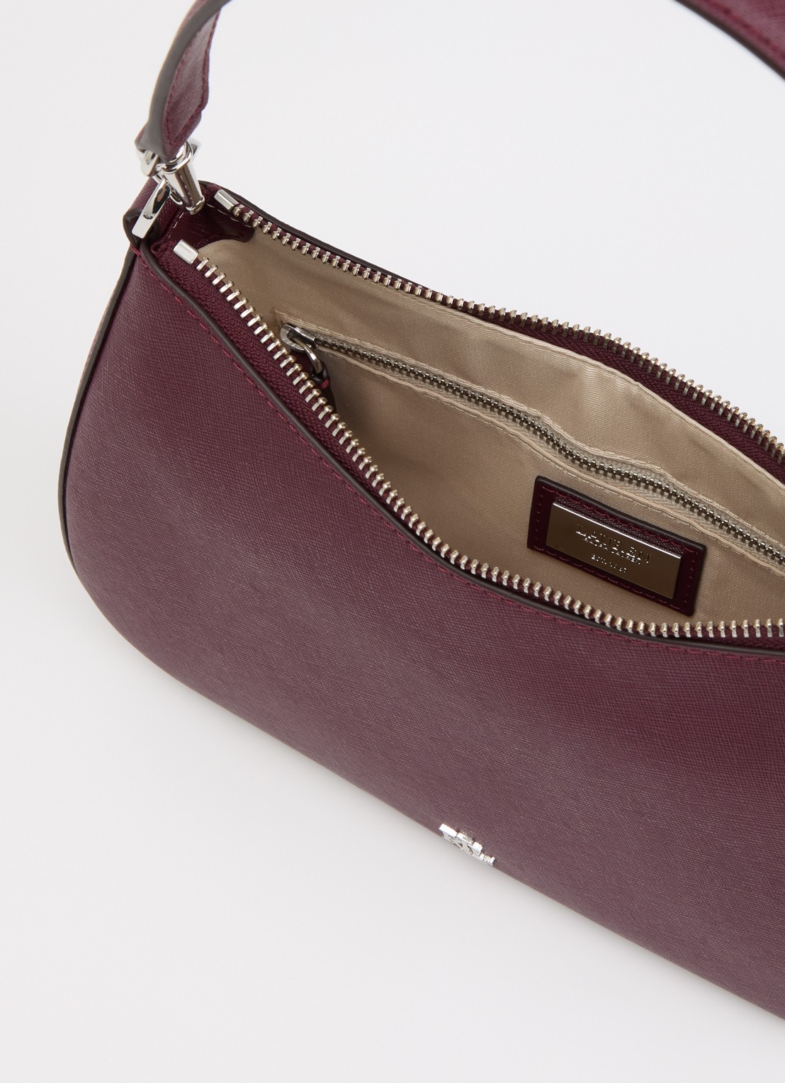 Ralph Lauren Danni Medium schoudertas van leer met afneembare schouderriem - detail bordeauxrood